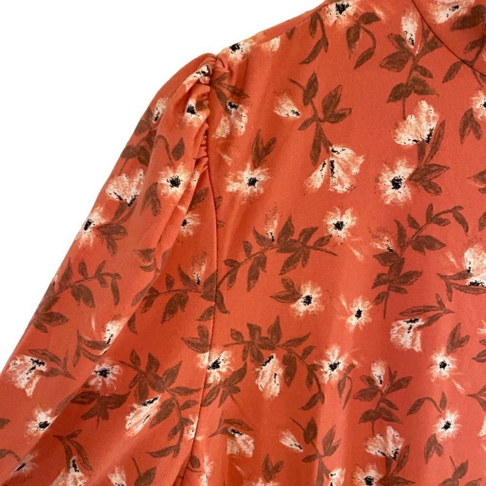 SO Plus size XXL floral rust color orange long sleeve cowl neck dress prairie La - Picture 7 of 7